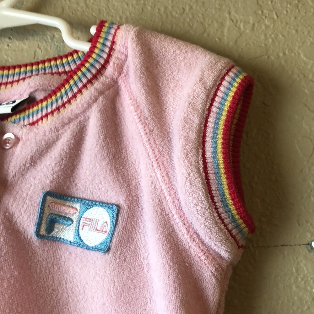 Fila Vintage Early 2000’s Pink Short Sleeve Terry Cloth Material Top Girls Sz 6 - Picture 3 of 8